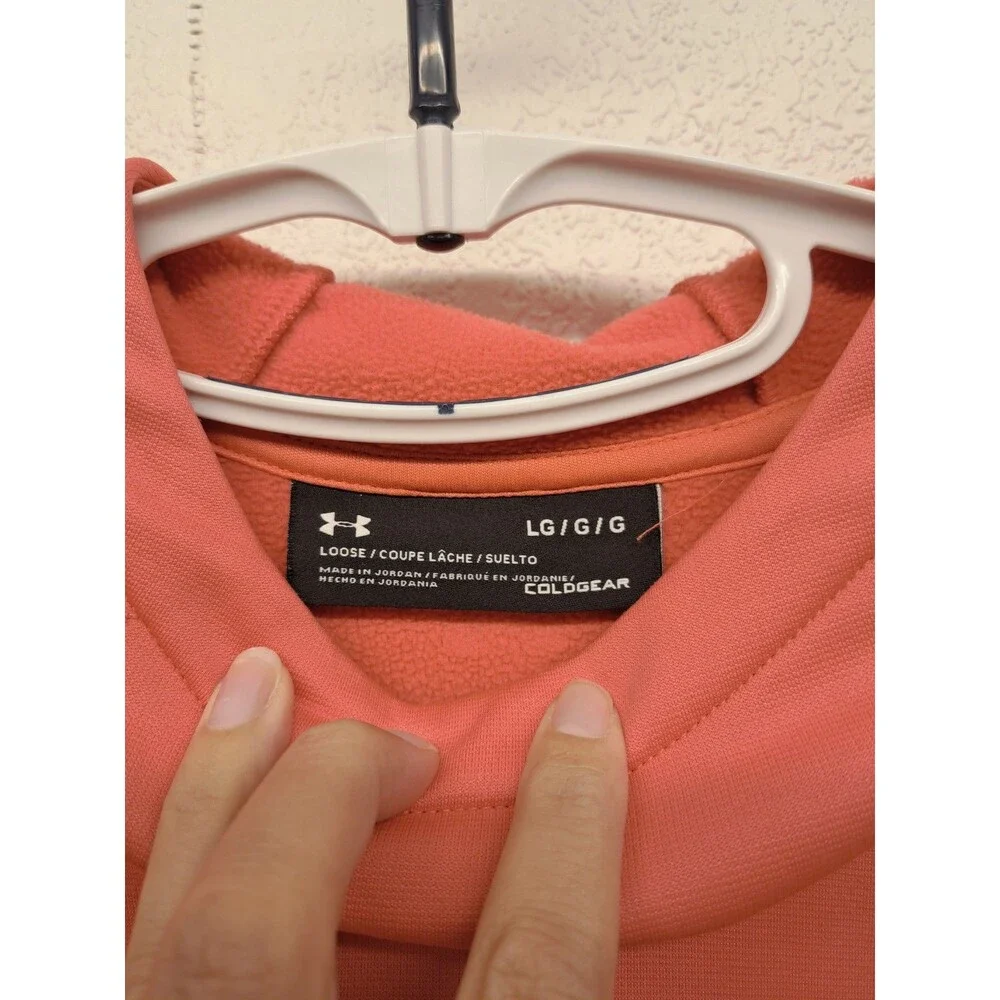 Under Armour Women's Cold Gear Mock Neck Loose Orange Peach Hoodie Size L - Picture 4 of 6